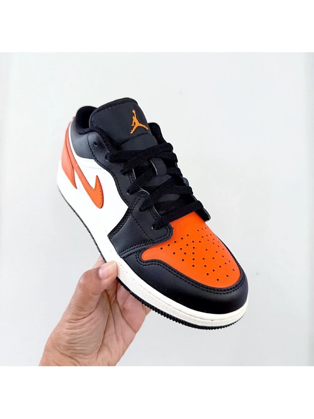 Nike Air Jordan 1 low Starfish Black Orange  White Sneakers 6Y/ 7.5 Women
